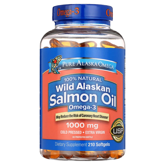 Omega 100% Natural Wild Alaskan Salmon Oil 1000 Mg, Vitamin D | 210 Softgels